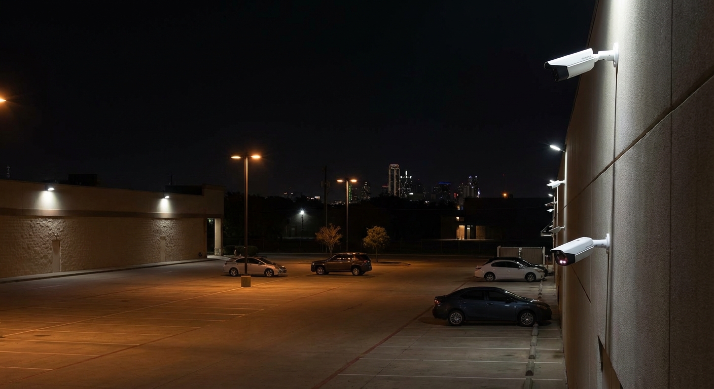 Surveillance camera monitoring Fort Worth property after hours for enhanced security