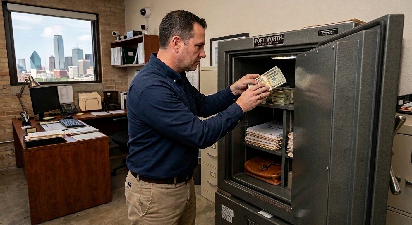 Commercial safe protecting cash, documents, and valuables in a Fort Worth business
