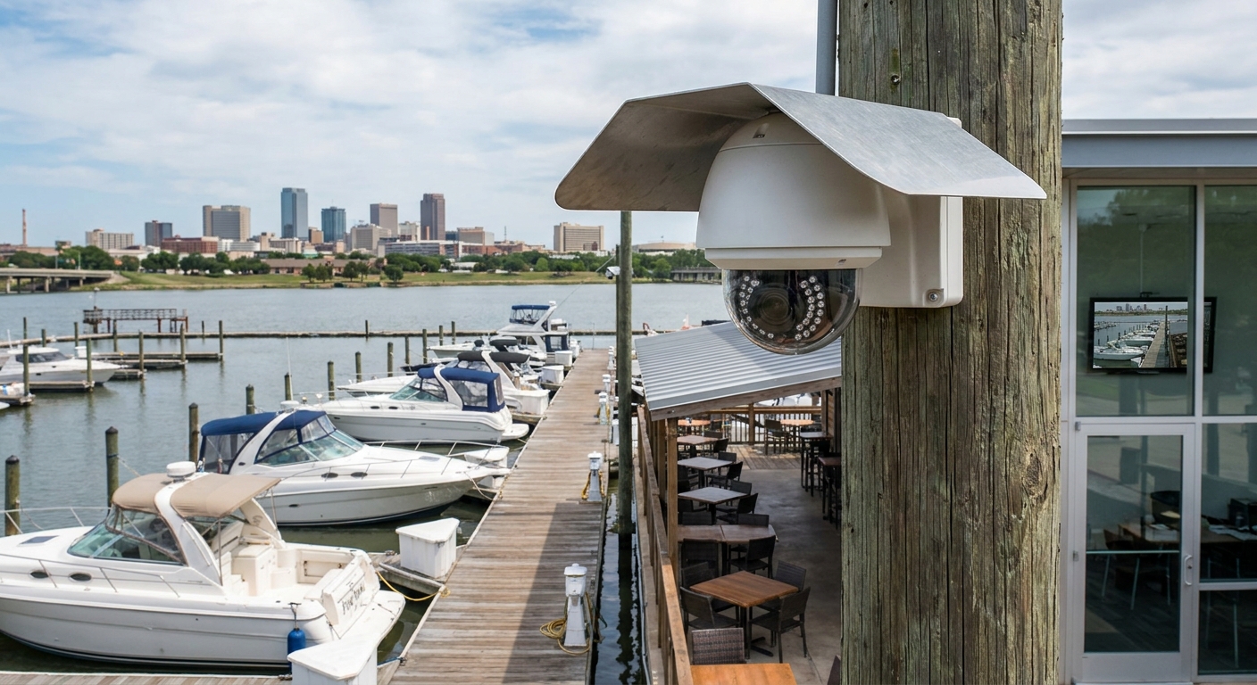 Dock cameras providing security for Fort Worth waterfront businesses